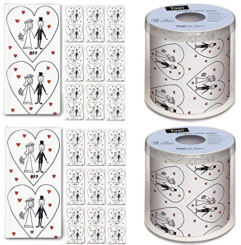 Setita 100 Taschentücher Hochzeit Freudentränen Marriage (200 Taschentücher + 2X Toilettenpapier Hochzeit)
