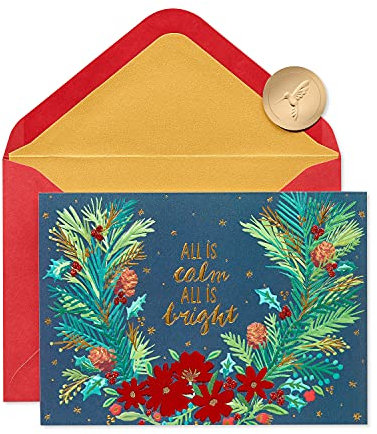 Papyrus Weihnachtskarten mit Umschlägen, Frieden der Saison, Weihnachtskranz (12 Stück)