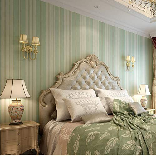 qunxun Kinderzimmer Vlies Vertikal Gestreifte Tapete 3D Grünen Streifen Mädchen Schlafzimmer Wanddekoration Tapete Für Wände Rolle10m*0.53m