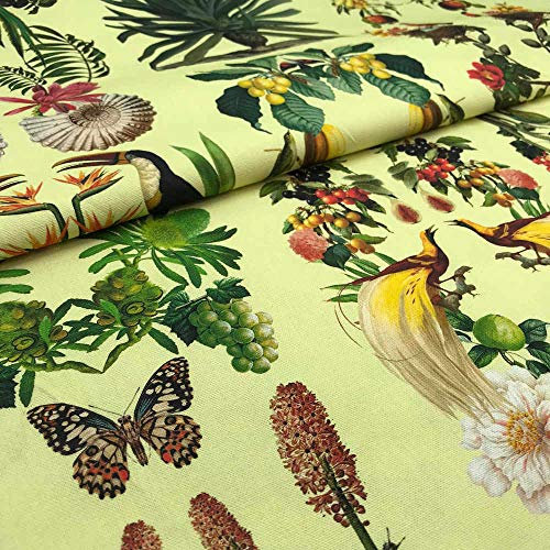Kt KILOtela Dekostoff Halbpanama Bio-Baumwolle, Home-Accessoires, Tischdecken, Kissen, Vorhänge, Taschen, 280 cm Breite, Meterware ab 130 cm, Preis Gilt für 130 cm, Vertikaler Garten, Gelb, Mehrfarbig