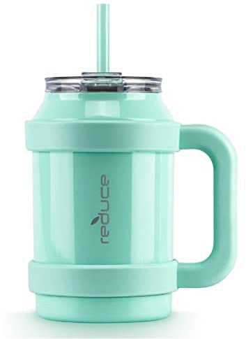 Reduce 32 oz Mug Tumbler, Stainless Steel with Handle - Keeps Drinks Cold up to 30 Hours - Sweat Proof, Dishwasher Safe, BPA Free - Mild Mint, Opaque Gloss