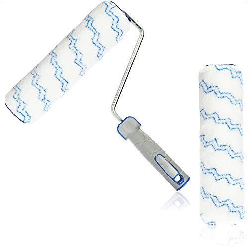 com-four® Farbrollenset - bestehend aus 1x Bügel und 2X Farbrolle - mittelflorige 25cm Farbwalze, 30cm Bügel, Ersatzrolle - Profi-Malerzubehör für DIY-Heimwerker