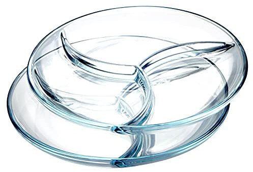 NUTRIUPS teller mit unterteilung, Glasscheibe, Portion Platten für Erwachsene, (10 Zoll-Rund-2 Stück)