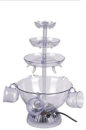 3 Tier Light- Up Flow Tabletop Water Fountains Easy To Assemble Wine Drink Fondue Fountain Party Celebration With 5 Cups for Wedding Birthday Engagement