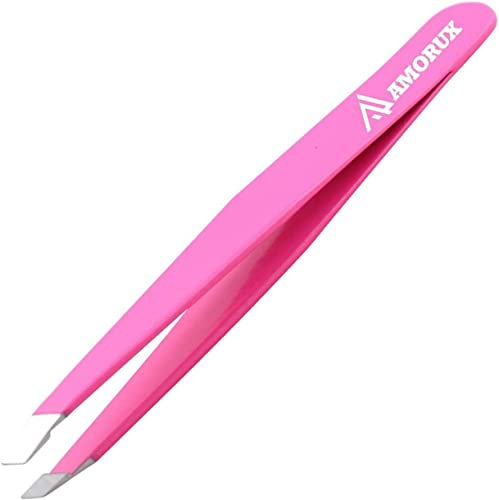 Pince à épiler les sourcils oblique Pointe améliorée à sourcils professionnelle Pince à Épiler, Pincettes en Acier Inoxydable pour Sourcil, Poils Incarnés Faciaux, Échardes, et Quotidienne de Beauté