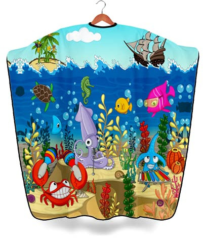 Friseurumhang Kinder, Original Barbermood Barber Cape, Professional Hair Salon Kid Cape, Friseurbedarf, Haarschneideumhang Kind, 90 cm x 120 cm, wasserfest, luftdurchlässig, einstellbar.