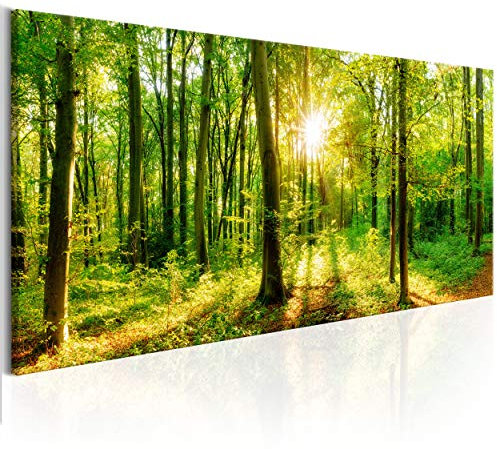 decomonkey Akustikbild Wald 120x40 cm 1 Teilig Leinwand Modern Bilder Wandbilder XXL Schallschlucker Schallschutz Akustikdämmung Wandbild Deko Leise Baum Natur Landschaft