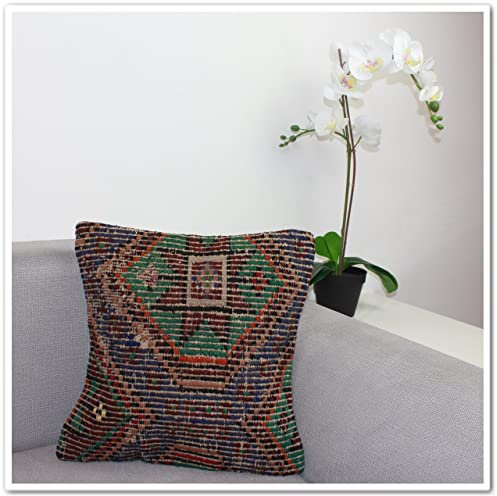 Kelim Kissen, 40x40 cm, Kelim Kissenbezug, Kelim Dekokissen, 16x16 inch, Kilim Lumbar Pillow, Throw Pillow Cover, Kilim Pillow Cover, 422