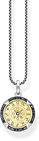 Thomas Sabo Herren Kette Elements of Nature gold, aus 925er Sterlingsilber mit 750er Gelbgold-Vergoldung, mit schwarzen Zirkonia-Steinen, Länge 50cm, KE2153-849-11-L50V