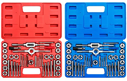 80-teiliges Premium-SAE- und metrisches Gewindeschneider-Set – SAE-Zoll-Größe #4 bis 1/2 Zoll und metrische Größe M3 bis M12, mit Grob-, Fein- und Rohrgewinde, unverzichtbares Gewinde-Set mit