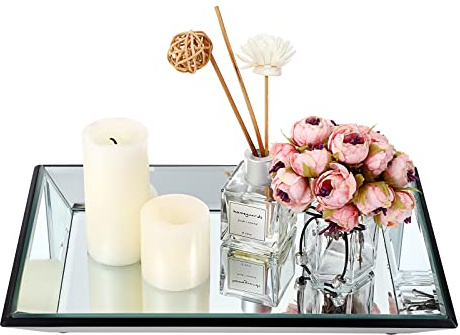 Hipiwe Glas-Spiegel-Organizer-Tablett, Schmuck-Tablett
