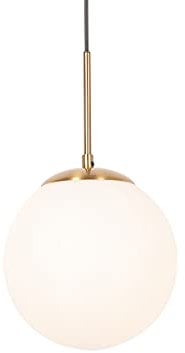 Qazqa Diseño Lámpara colgante Art Déco dorada con cristal opalino - Flore Acero/Esfera/Alargada Adecuado para LED Max. 1 x 40 Watt