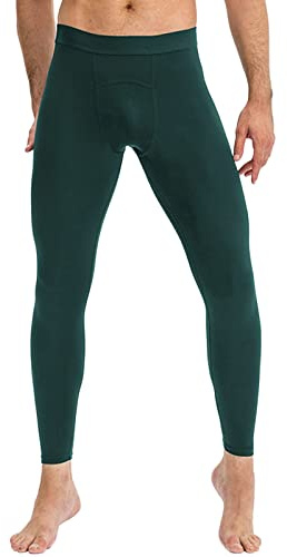 Pantalon thermique long pour homme - Pantalon de fitness - Pour la transpiration et les collants - Haute séchage et leggings - Élasticité - Handball, vert, XXL