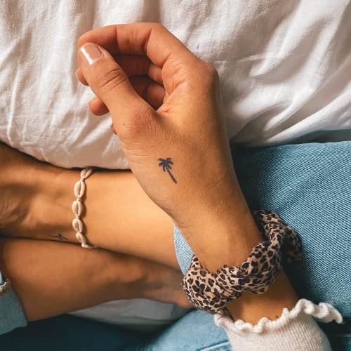 Inkster Tattoo - kleine Palme | vegane & wasserfeste Temporäre Tattoos für Erwachsene - EU-Kosmetikzertifizierte Farbe - revolutionäres 2 Wochen Tattoo | Premium Klebetattoos & Fake Tattoo