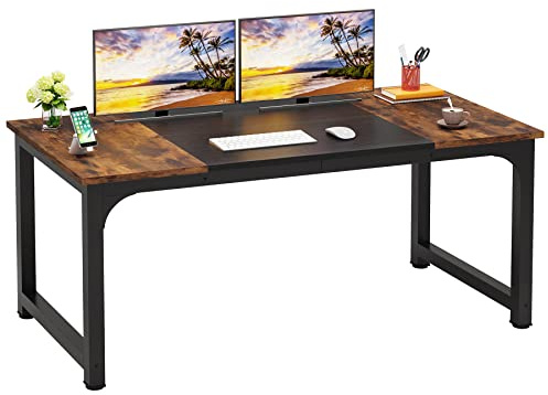 LITTLE TREE 63-Zoll-Großschreibtisch für Führungskräfte, einfacher Computerarbeitsplatz mit 31,5-Zoll-Extrabreit-Arbeitsplatte für das Homeoffice