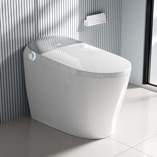 Uncle Brown - WC intelligente di lusso con bidet integrato, WC bidet con sedile riscaldato, WC giapponese allungato con scarico automatico, asciugatrice, luce notturna, display digitale