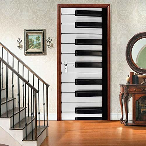 3D Türaufkleber Türtapete Selbstklebend Türposter Musik Schwarz-Weiß-Klaviertasten 90 X 210 Cm - Fototapete Türfolie Wasserdichte Abnehmbare Pvc Türtapete Innentür Schlafzimmer Küche Bad Home Deko -