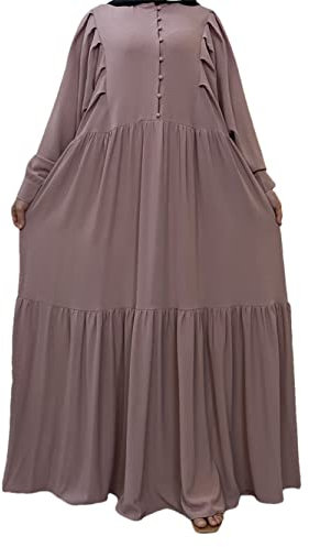 Damen Muslim Robe Türkei Arabian Abaya Hijab Langes Kleid Islamische Kleidung Dubai Abaya, rose, Small