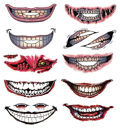 Horror-Lippen-Mund-, Halloween Aufkleber Halloween Lippendekor - Halloween Horror Mund Temporäre Aufkleber Gesicht Aufkleber Streich Requisiten e