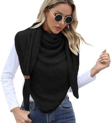Vijamiy Dreieckstuch Schal Damen Winter,Damenmode Flauschig Schal Dreieck Weich und Kuschelig,um Als Umschlagtuch Halstuch Verwendet Zu Werden Geschenke 200cm*80cm(Schwarz)