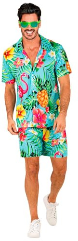 W WIDMANN MILANO Party Fashion - Sommer Outfit Herren | Kurzarmhemd und Shorts für Strandpartys, Hawaii-Mottoparty, Festivals, Karneval