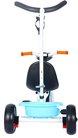 Kinderdreirad mit Schubstange, Sitz mit Sicherheitsgurt, Metallrahmen, Pedal-Freilauf, für Kinder ab 15 Monaten Dreirad Kinderdreirad mit Schubstange und 2 Bremsen