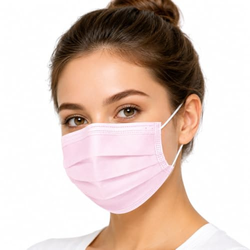 MEGAPHONIC Einwegmasken 100 Stück, 3-lagige Mund-Nasen-Masken Blau, atmungsaktive Einwegmaske mit Ohrschlaufen, Mundschutz für Alltag & Hygiene