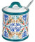 Baroni Home Dekorierte Zuckerdose aus Keramik mit Deckel und Löffel inklusive, Küchenzubehör, bunt, strapazierfähig, Linie Capri, 8 x 8 x 10 cm