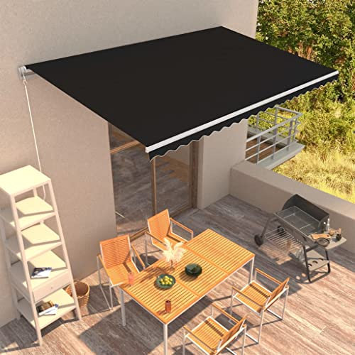 Gelenkarmmarkise,TerassenüBerdachungeinziehbare Markise Handbetrieben 500 X 300 cm Anthrazitideal FüR Den Einsatz Im Freien, FüR TüRöFfnungen, Terrassen, Balkone Und Fenster