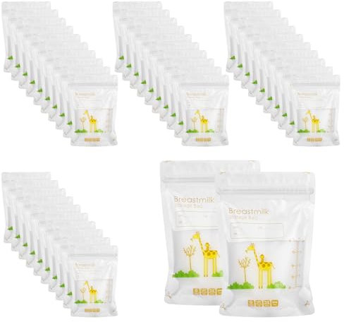 Partideal 120 Pcs 150ml Breast Milk Storage Bags with Zipper Seal,Milk Storage Bags for Breastfeeding Fridge or Freezer Use
