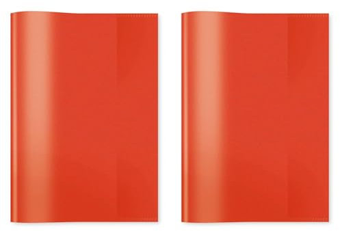 HERMA 7482 Heftumschlag A5 Transparent Rot, Hefthülle aus strapazierfähiger & abwischbarer Polypropylen-Folie, durchsichtige Heftschoner für Schulhefte, farbig (Packung mit 2)