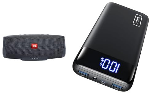 JBL Charge Essential 2 – Tragbarer wasserdichter Lautsprecher mit Powerbank in Schwarz & INIU Power Bank, 20000mAh Power Bank Schnellladefunktion USB C Input & Output