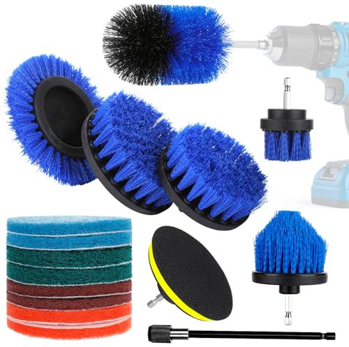 Wothfav Spazzole per Trapano, 16 Pezzi Spazzole per Trapano Elettrico, Spazzola Rotante Pulizia delle Setole (2 / 3,5'' / 4'' / 5''), Strumenti per Pulizia Auto e Cucina, Pulizia per Crepe, Macchie