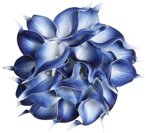 IPOPU Blaue künstliche Calla-Lilien, fühlen sich echt an, blaue Calla-Lilien, Kunstblumen, Arrangement, Blumenstrauß für Zuhause, Garten, Büro, Party, Hochzeit, Blumenstrauß, Tafelaufsätze, Blume,