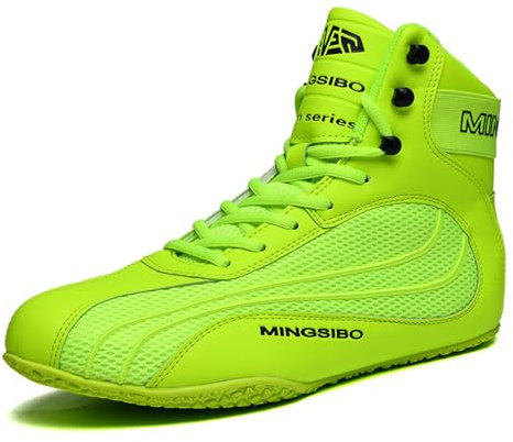 Scarpe da boxe da uomo per ragazzi Muay Thai Kickboxing Sparring Boxers Trainers scarpe da combattimento traspiranti bodybuilding boxe stivali, Grün70, 44 EU