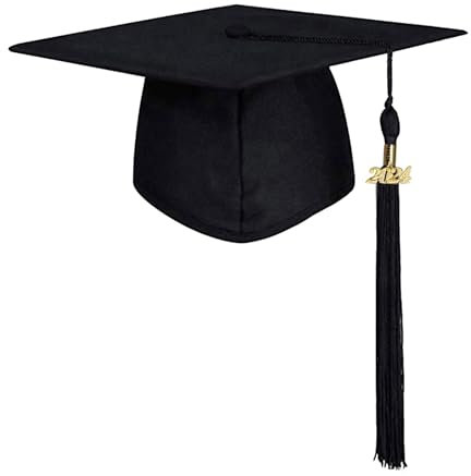 Blandoom Graduation Cap for Adults 2024 Adults Caps 2024 Academic Mortar Board Hat 2024 Academic Mortarboard Bachelor Graduation Hat with Tassel Gifts Graduation Party Supplies Black