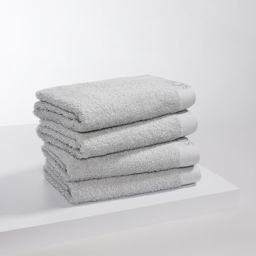 s.Oliver 4 TLG Handtuch Set - 100% Baumwolle, 600 g/m², weich & angenehm, 4X Handtücher hellgrau