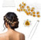 UHONEMY Lot de 25 épingles à cheveux pour mariage avec rose en cristal et strass - Accessoires de bijoux pour cheveux (doré)