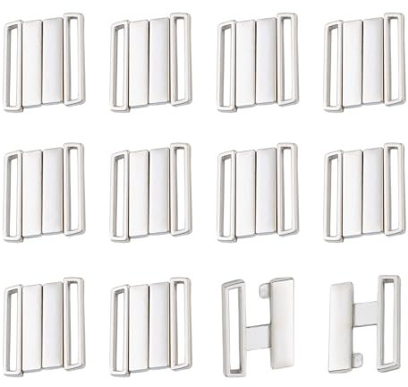 Wzttdm 10 paia di chiusure per bikini, in lega, chiusura a gancio per reggiseno/bikini, parte di ricambio per chiusura frontale con gancio e chiusura per lingerie, cucito, reggiseni, costumi da bagno,