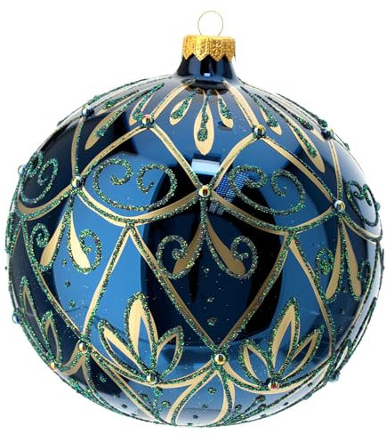 Weihnachtskugel Pfau Farbe Blume Dekoration geblasenem Glas, 150 mm