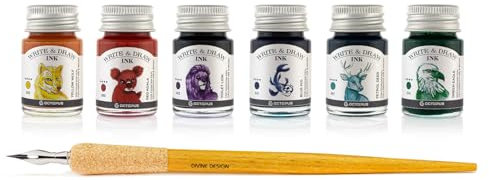 Write and Draw Ink Set RAINBOW, Schreib- und Zeichentusche, 6 x 10 ml mit Schreibfeder