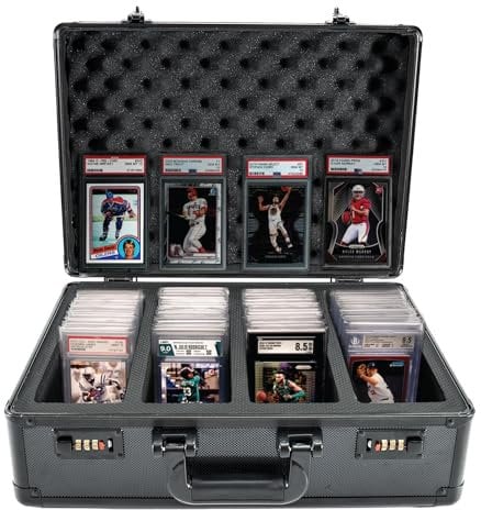 Hanured® 160+ 4 Reihe Graded Card Storage Box, Sammelkarten koffer für CSG, BGS, PSA Abgestufte Karten, mit herausnehmbaren Schaumstoffschlitzen und Zahlenschloss