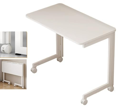 Überbetttisch, weiß, klappbarer Nachttisch ohne Installation, Laptoptisch für Bett und Sofa mit 2 Arten von Beinen, höhenverstellbar, für Krankenhäuser zu Hause (80 x 45 x 60 cm)