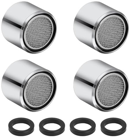 4 Stück Strahlregler M22,Wasserhansip,M22 Wasserhahn Sieb,Sieb Wasserhahn Aufsatz Einsatz Filter Verchromt Bubbler für Bad,Küche (22mm Innengewinde)