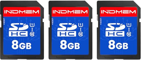 INDMEM 8GB SD Card (3 Pack), C10 SDHC UHS-I Memory Cards U1 Class 10 High-Speed Full 4K HD Video Compatible with Digital Point-and-Shoot Cameras, HD Camcorders, DSLR and PC