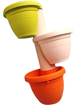 CIMAXIC Blumentöpfe Für Abflussrohre 3-teiliges Set Hängender Blumentopf Für Dachrinne Dekorative Wandhalterung Pflanzgefäß Zufällige Farbe