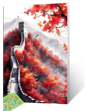 Diamond Painting Kits für Erwachsene Kinder DIY 5D Diamond Art die Große Mauer Paint mit Runden Diamond Full Drill Gem Art Painting Kit Diamond Painting Zubehör, für Home Wall Decor 90x120cm S-835