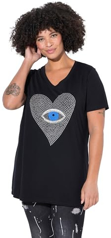 Angel of Style Damen große Größen Übergrößen Plus Size T-Shirt, Herz-Auge mit Ziersteinchen, Halbarm schwarz 44 839478100-44