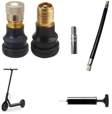 zeostmont E Scooter Ventil Set – Ventiladapter & Ersatzventile kompatibel mit Xiaomi E Scooter 5/5 Pro/5 Max, Ninebot Max G30D/G2D & Segway E-Scooter, Tubeless Ventil Zubehör mit Ventilverlängerung