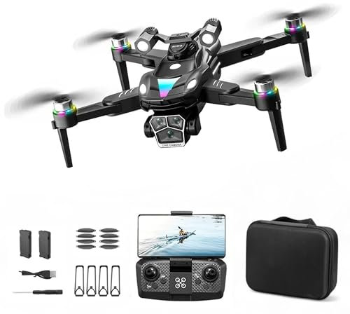 Drone with Camera 4K, Brushless Motor, Professional Drone for Kids + Adults, with 2 Batteries and a Carry Case, HD Images, 50X Zoom, Gesture Photography, 360° Roll, Obstacle Avoidance (Black)